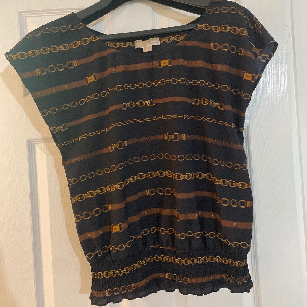 Michael Kors Chain Print Cinched Top